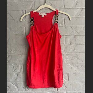 MICHAEL Michael Kors Coral Red Chain Detail Racerback Tank Top - Size XS